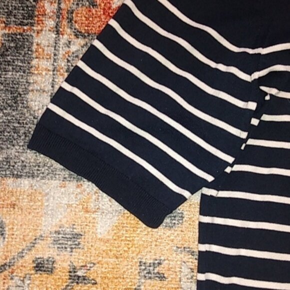 NEW, Banana Republic Boat Neck Navy Mariner Stripe Stretch Cotton Knit Sweater - Picture 8 of 16